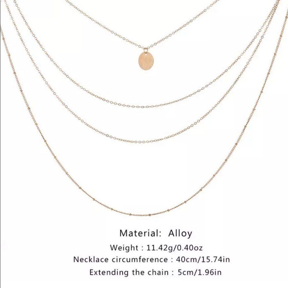 Silver Tone Multi Layer Round Coin Necklace - Picture 3 of 5